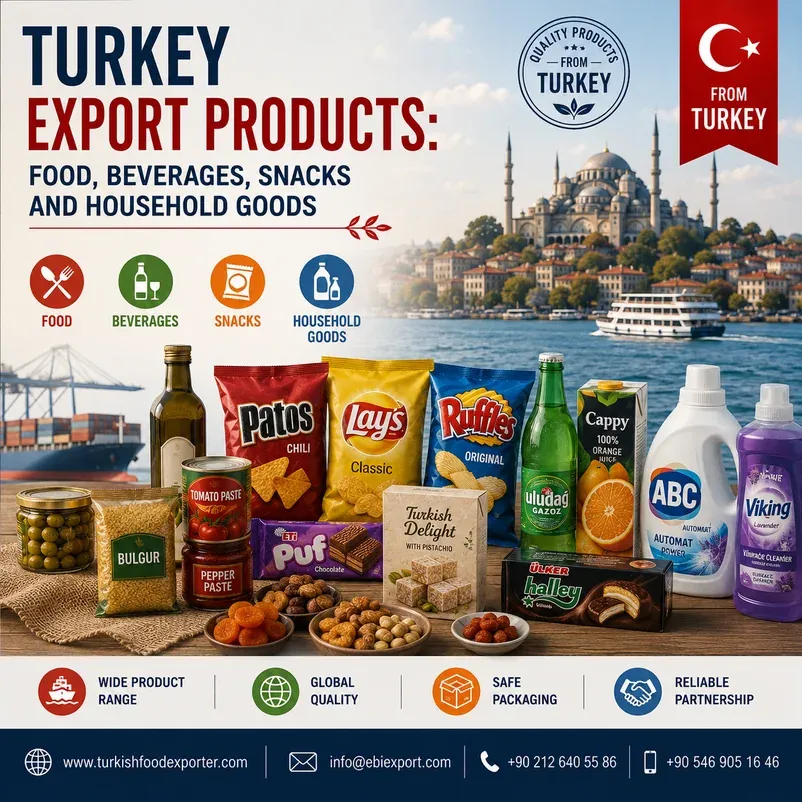 Turkey Export Products: Food, Beverages, Snacks and Household Goods