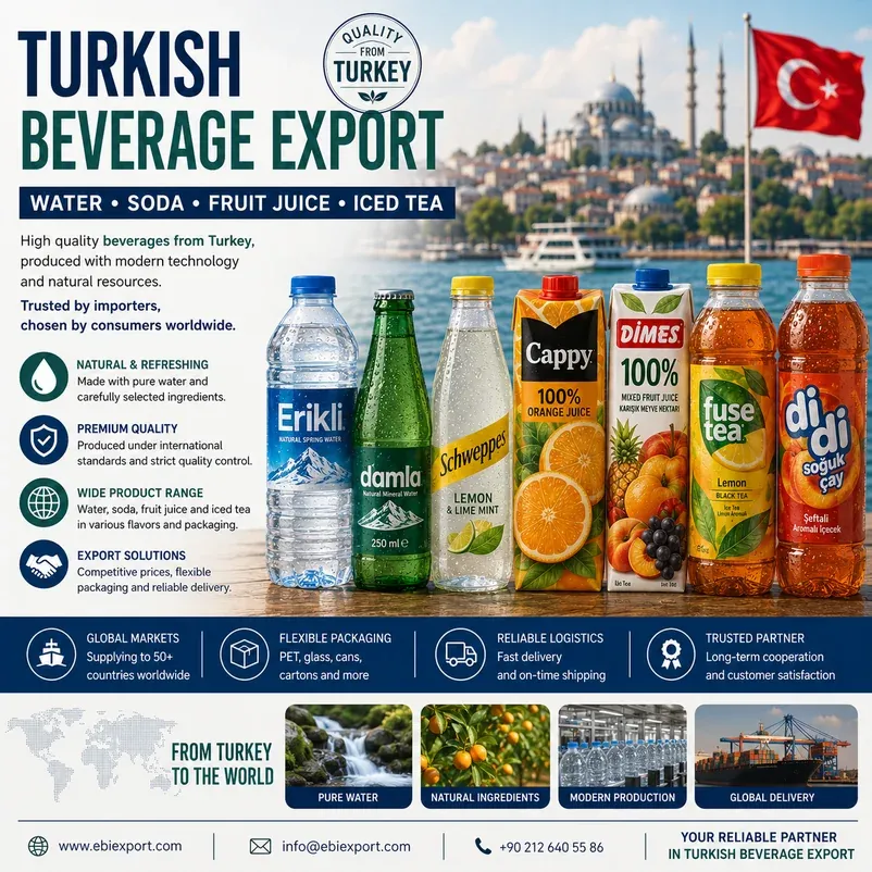 Turkish Beverage Export: Water, Soda, Fruit Juice and Iced Tea Products