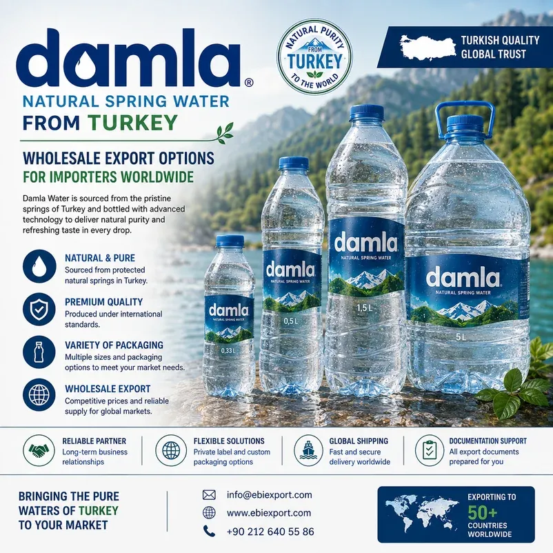 Damla Water from Turkey: Wholesale Export Options for Importers