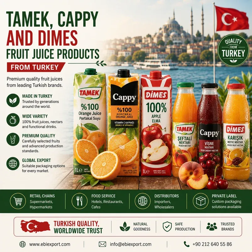 Tamek, Cappy and Dimes Fruit Juice Products from Turkey